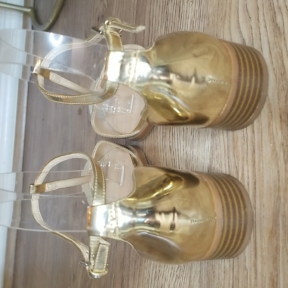 Nine West Womens Gild Metallic Closed Toe Ankle Strap Shoes Size 8M - Picture 3 of 12